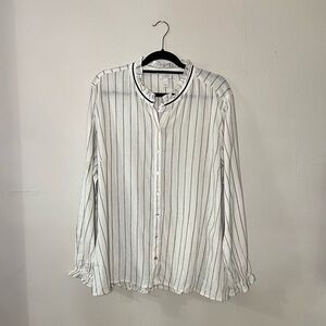 LOGO By Lori Goldstein 100% Cotton Striped Blouse in Size xL